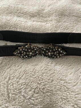 Fossil Black Women's Belt with Rhinestone Buckle black
